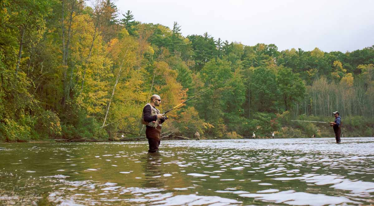 River fishermen in fall