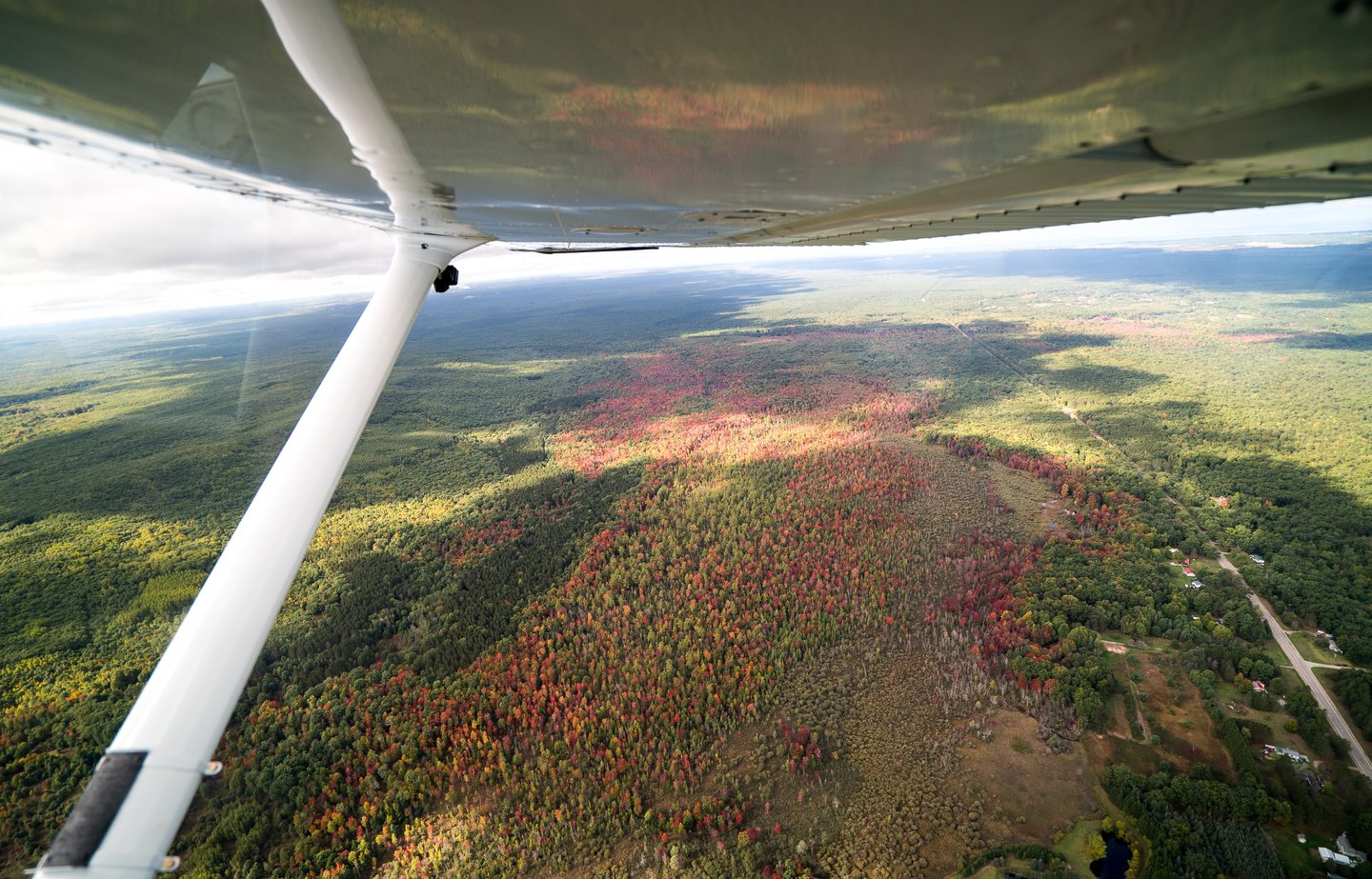 Fall aerial view from airplane