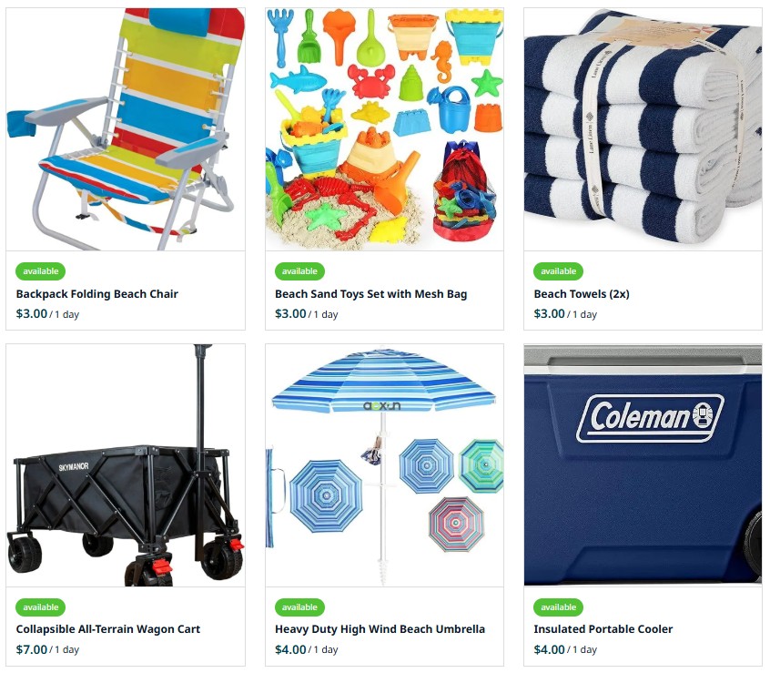 Beach chair and umbrella rentals near me